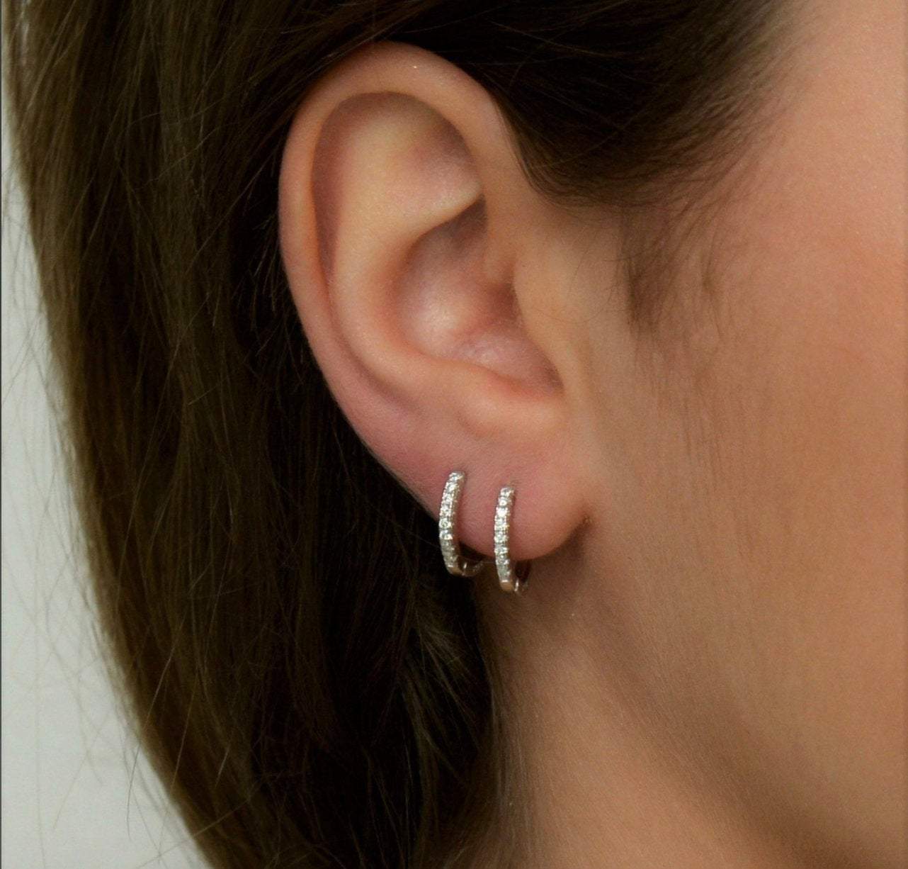 925 Sterling Silver Cz Huggies, Hoop Huggie Earrings For Girls, Silver Huggie Earrings, Huggie Earrings, Silver Earrings, Classic Huggies LATUKI