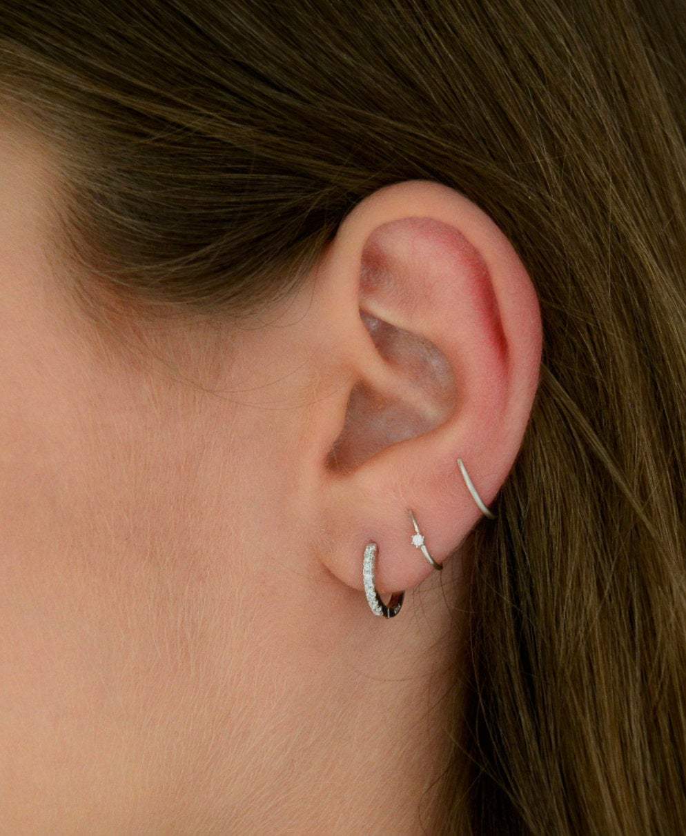 925 Sterling Silver Cz Huggies, Hoop Huggie Earrings For Girls, Silver Huggie Earrings, Huggie Earrings, Silver Earrings, Classic Huggies LATUKI