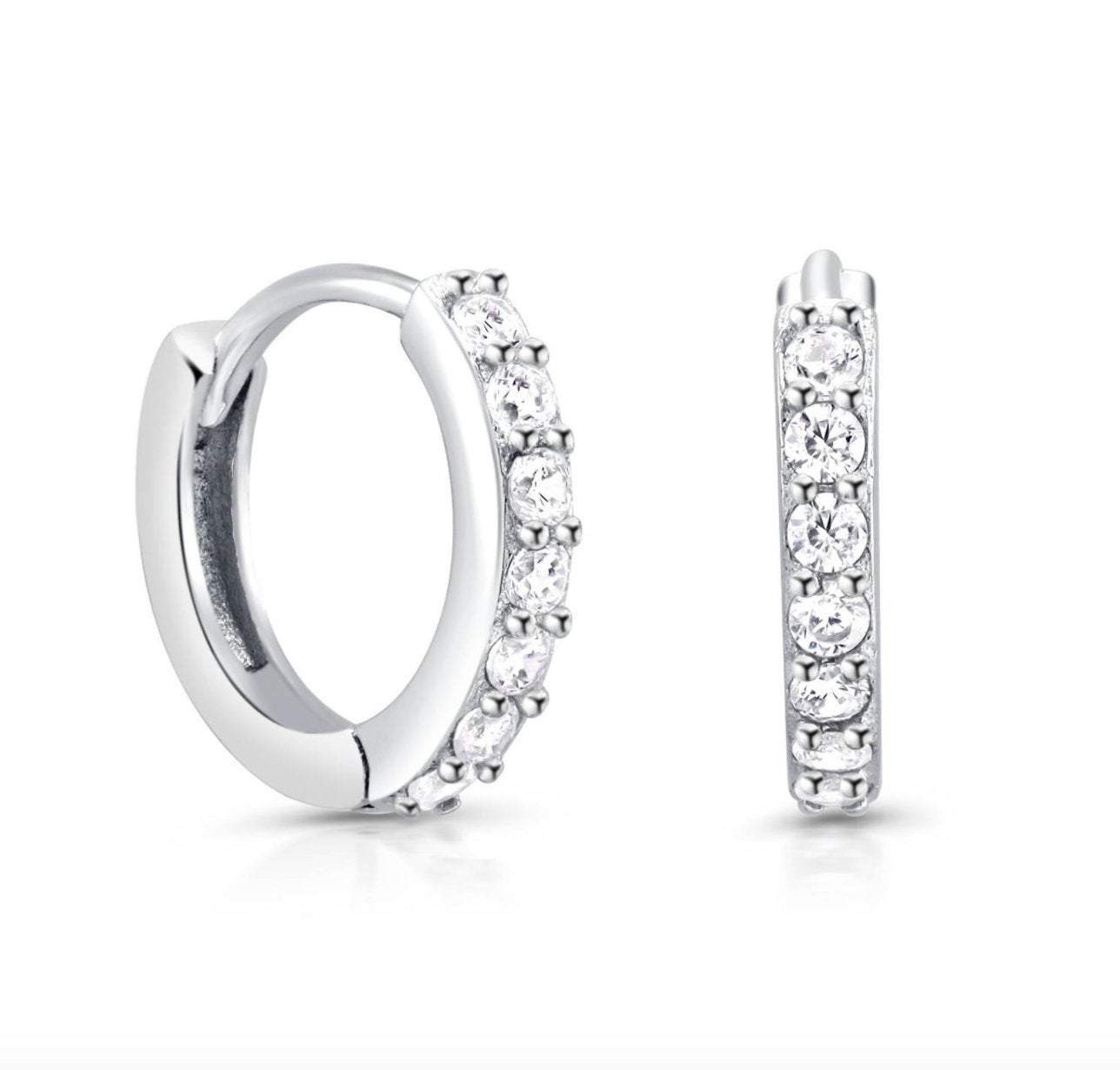 925 Sterling Silver Cz Huggies, Hoop Huggie Earrings For Girls, Silver Huggie Earrings, Huggie Earrings, Silver Earrings, Classic Huggies LATUKI