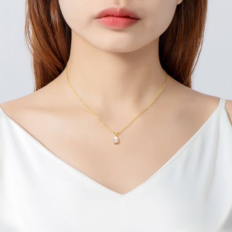 Abi 1.5 CT Pear Moissanite Necklace LATUKI