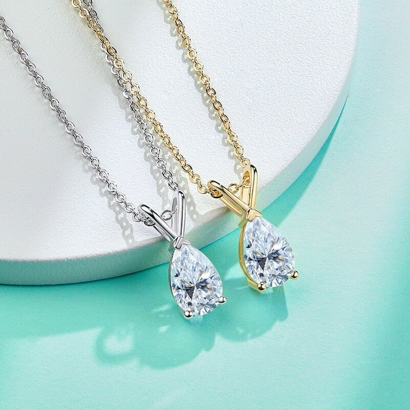 Abi 1.5 CT Pear Moissanite Necklace LATUKI