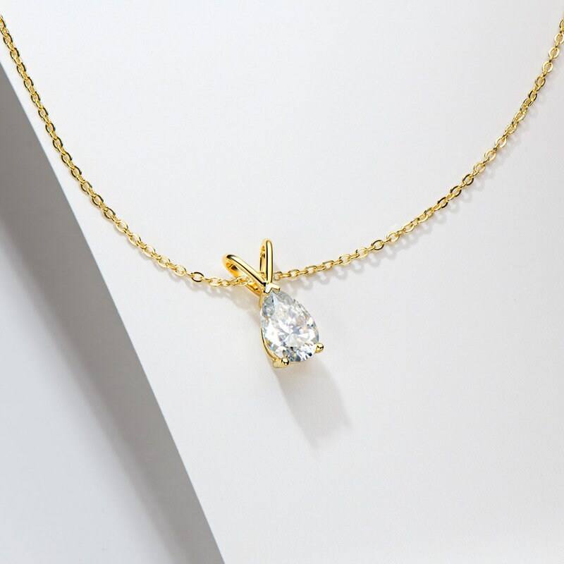 Abi 1.5 CT Pear Moissanite Necklace LATUKI