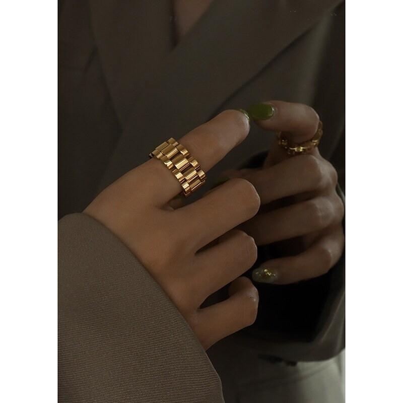 Chunky Chain Ring, Loose Chain Ring, 18K Gold Filled Ring, Statement Ring, Gold Ring, Bold Ring, Chain Ring, Gift For Her, Silver Ring LATUKI