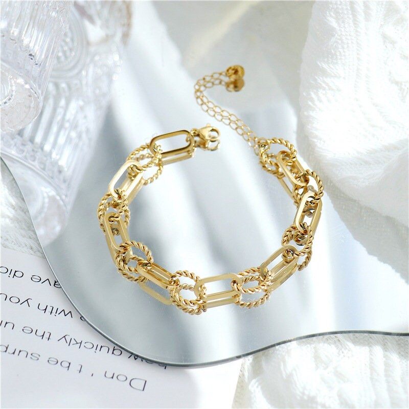 Chunky Gold Long Link Bracelet, Gold Filled Paper Clip Bracelet, Statement Bracelet, Everyday Layering Bracelet, WATERPROOF, ANTI-TARNISH LATUKI