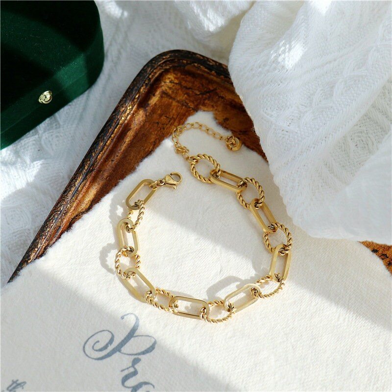 Chunky Gold Long Link Bracelet, Gold Filled Paper Clip Bracelet, Statement Bracelet, Everyday Layering Bracelet, WATERPROOF, ANTI-TARNISH LATUKI