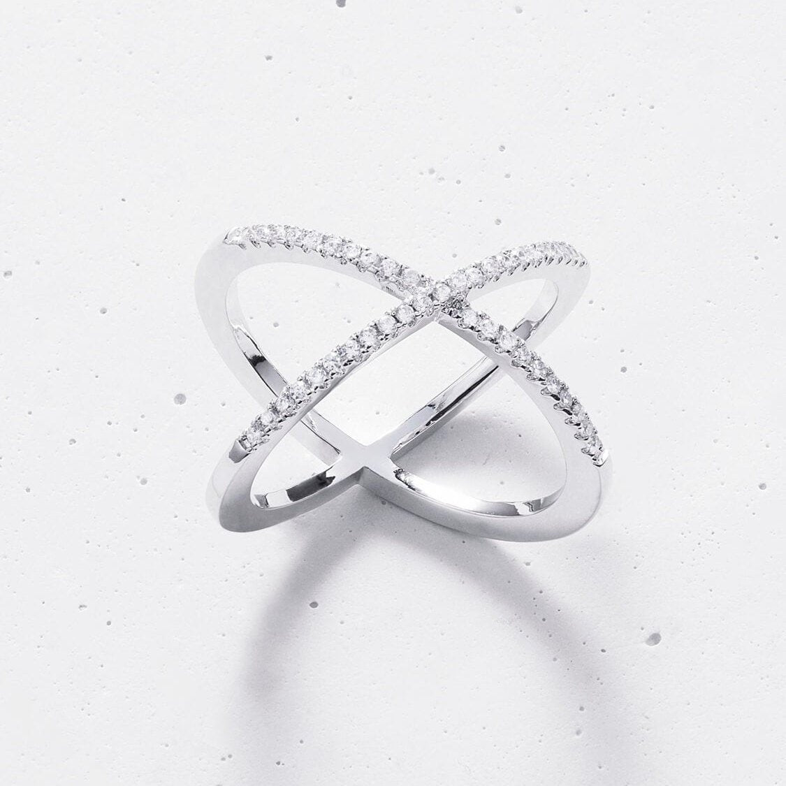 Criss Cross Sterling Silver Ring, CZ Ring, Statement Ring, fall trends, 925 sterling silver, X rings, Crossover Ring, X cross ring LATUKI