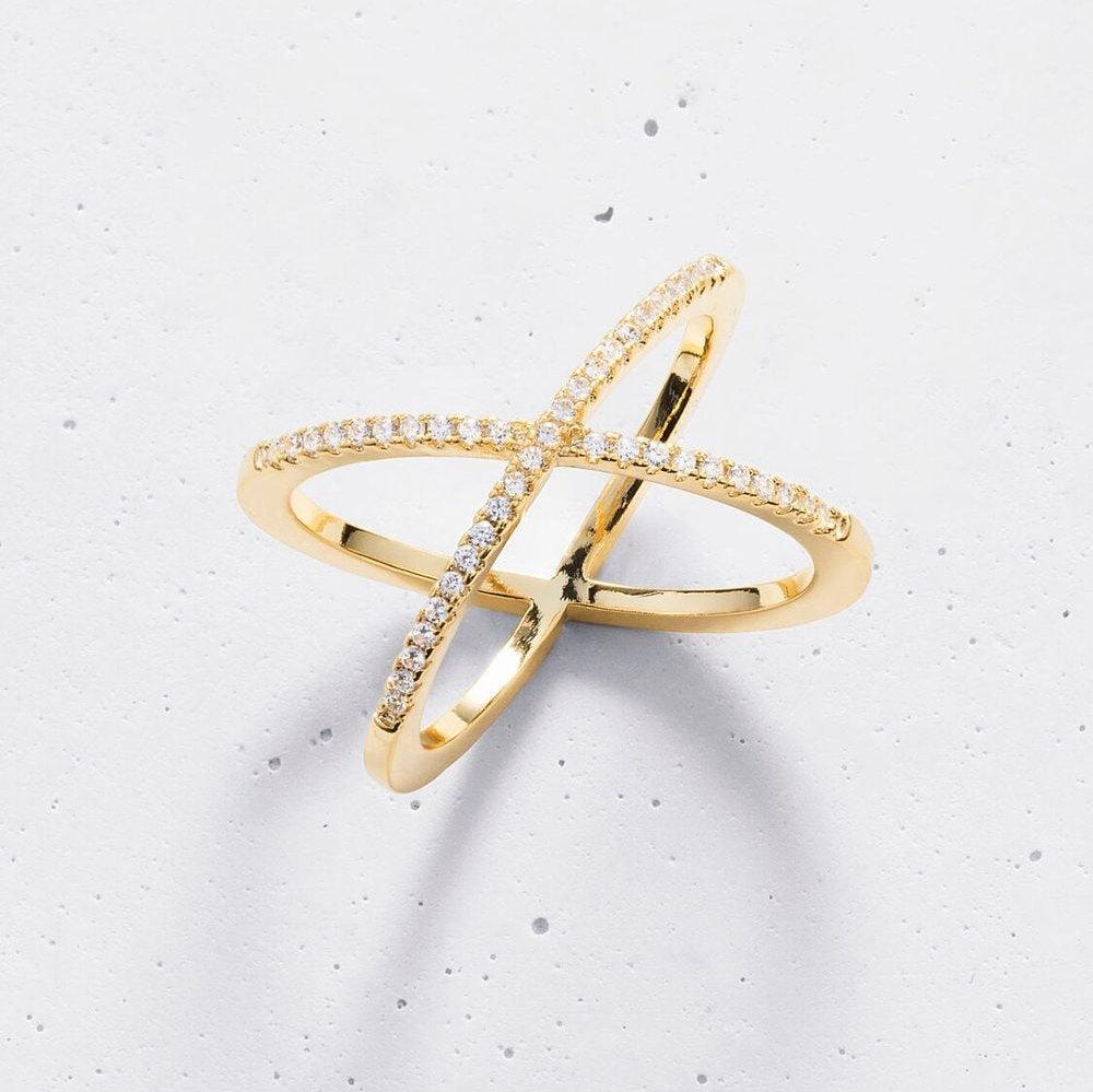 Criss Cross Sterling Silver Ring, CZ Ring, Statement Ring, fall trends, 925 sterling silver, X rings, Crossover Ring, X cross ring LATUKI