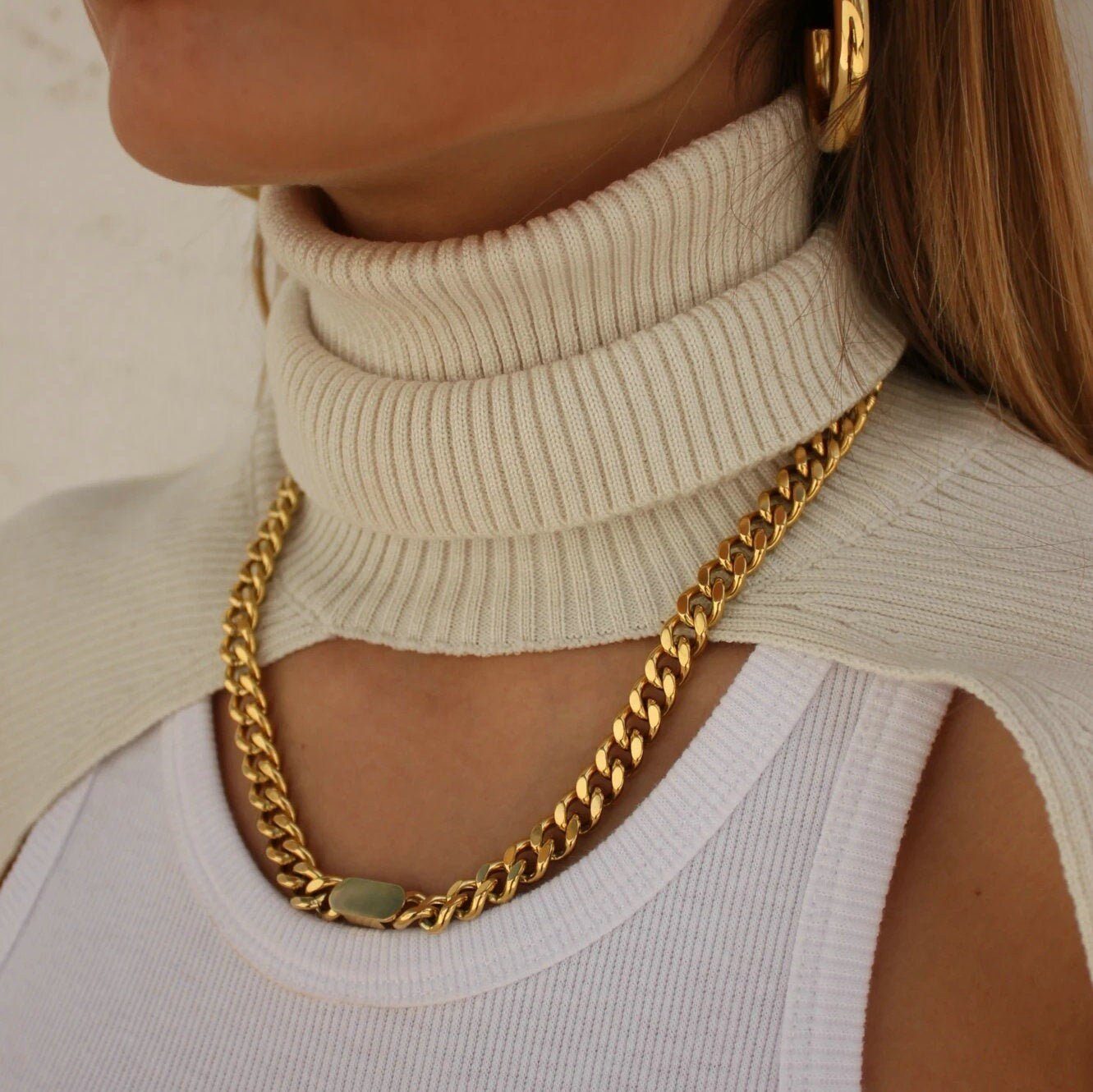 Cuban Chain 18K GOLD FILLED Bracelet, Curb Chain Bracelet, 18K Gold Chain Bracelet, Thick Chain, Chunky Chain Bracelet, Layered Bracelet LATUKI