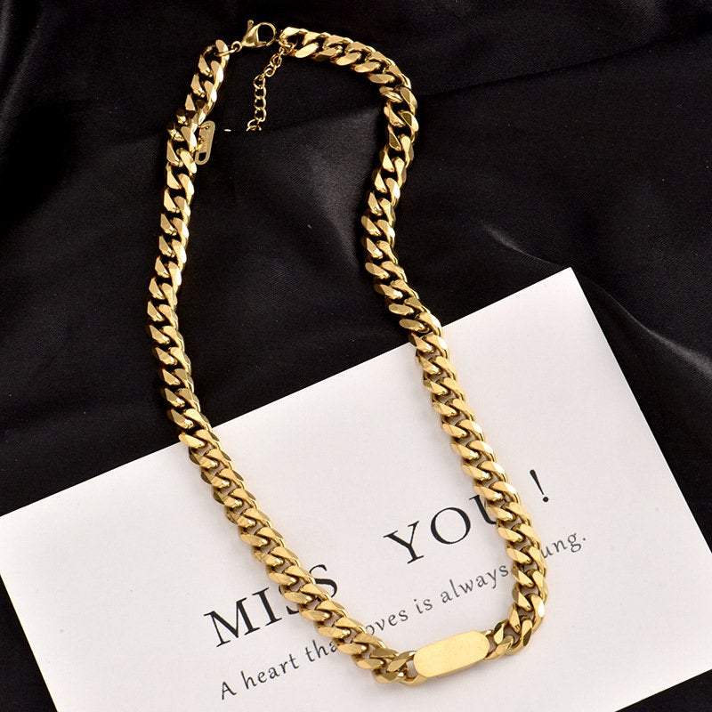 Cuban Chain GOLD FILLED Necklace, Curb Chain Necklace, 18K Gold Chain Necklace, Thick Chain, Chunky Chain Necklace, Layered Necklace Set LATUKI