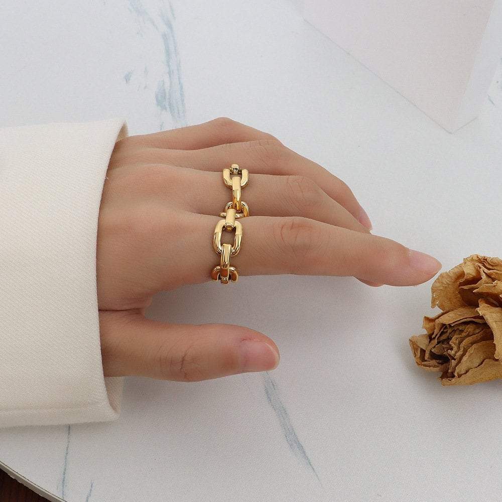 Cuban Chain Ring, 18K Gold Filled Ring, Statement Ring, Gold Ring, Chunky Ring, Bold Ring, Chain Ring, Gift For Her, Silver Link Chain Ring. LATUKI