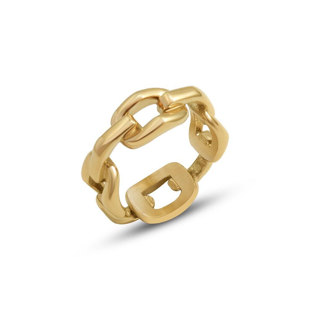 Cuban Chain Ring, 18K Gold Filled Ring, Statement Ring, Gold Ring, Chunky Ring, Bold Ring, Chain Ring, Gift For Her, Silver Link Chain Ring. LATUKI