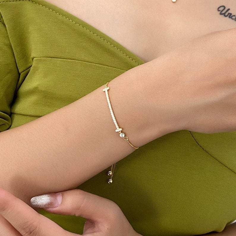 Dainty Bracelet, Gold Dainty Bracelet, Delicate Bracelet, Tiny Gold Bracelet, Gold Bar Bracelet, Dainty Layering Bracelet, Sterling Bracelet bracelet LATUKI