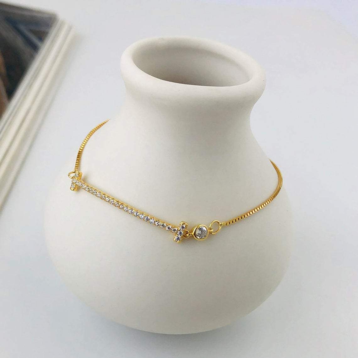 Dainty Bracelet, Gold Dainty Bracelet, Delicate Bracelet, Tiny Gold Bracelet, Gold Bar Bracelet, Dainty Layering Bracelet, Sterling Bracelet bracelet LATUKI