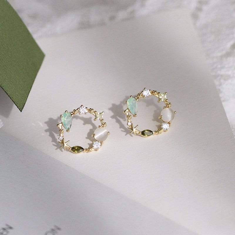 Dainty Circular Gemstone Stud Earrings, Sterling Silver Stud Earrings, Gift for Her, Minimalist Jewelry, Dainty Earrings, Handmade Jewelry LATUKI 