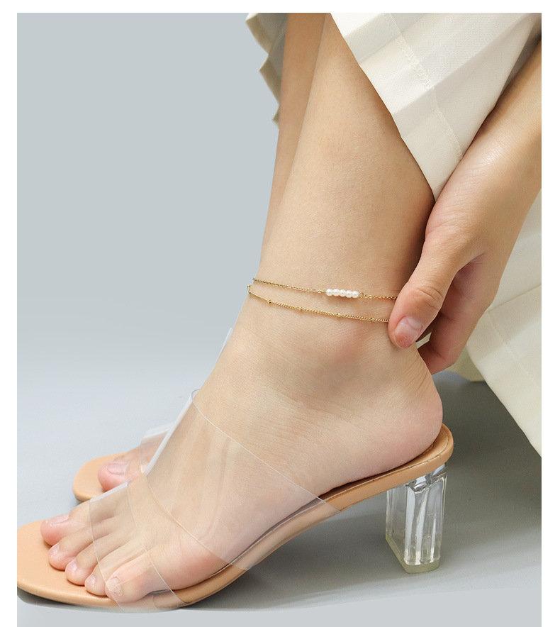 Dainty Pearl Chain GOLD FILLED Anklet, Chain Anklet, Dainty Chain Anklet, Pearl Anklet, Satellite Chain Anklet, Beach Anklet, Boho Anklet LATUKI