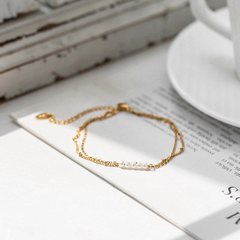 Dainty Pearl Chain GOLD FILLED Anklet, Chain Anklet, Dainty Chain Anklet, Pearl Anklet, Satellite Chain Anklet, Beach Anklet, Boho Anklet LATUKI