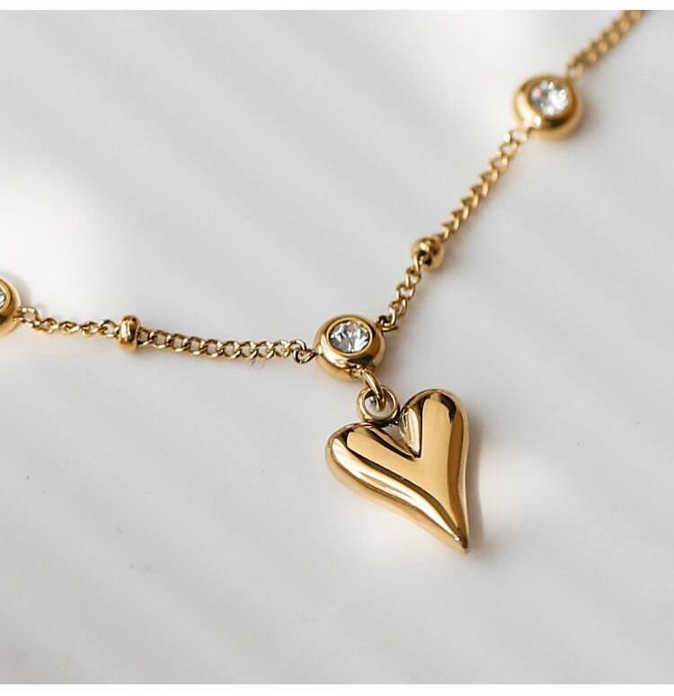 Dainty Puffy Heart GOLD FILLED Anklet, Chain Anklet, Heart Anklet, Pearl Anklet, Satellite Chain Anklet, Beach Anklet, Boho Anklet, Handmade LATUKI