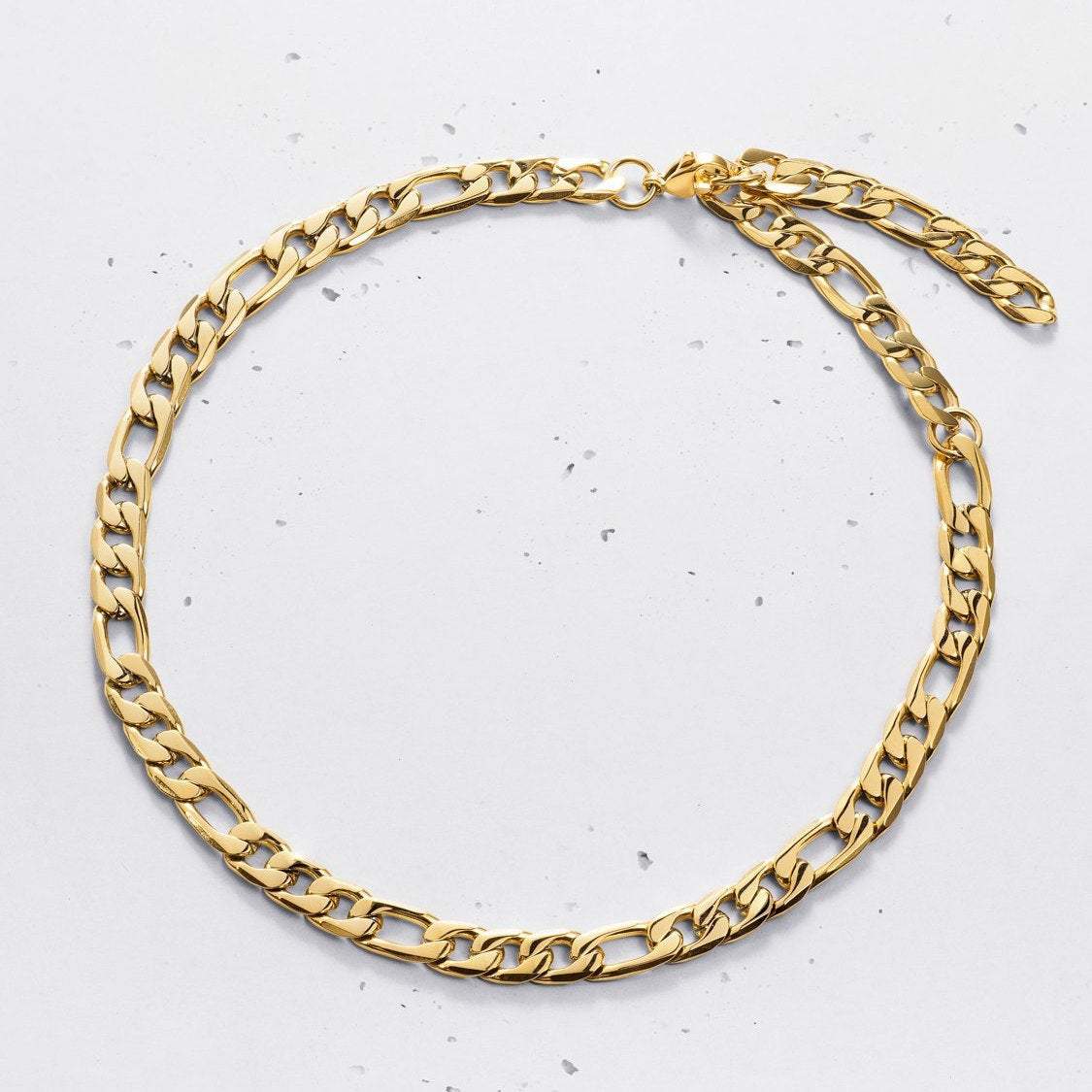 Figaro Chain Link Choker Necklace, 18K Gold Necklace, Figaro Chain Necklace, Choker Necklace, Thick Chain 18K Gold Layered, Chain Necklace LATUKI