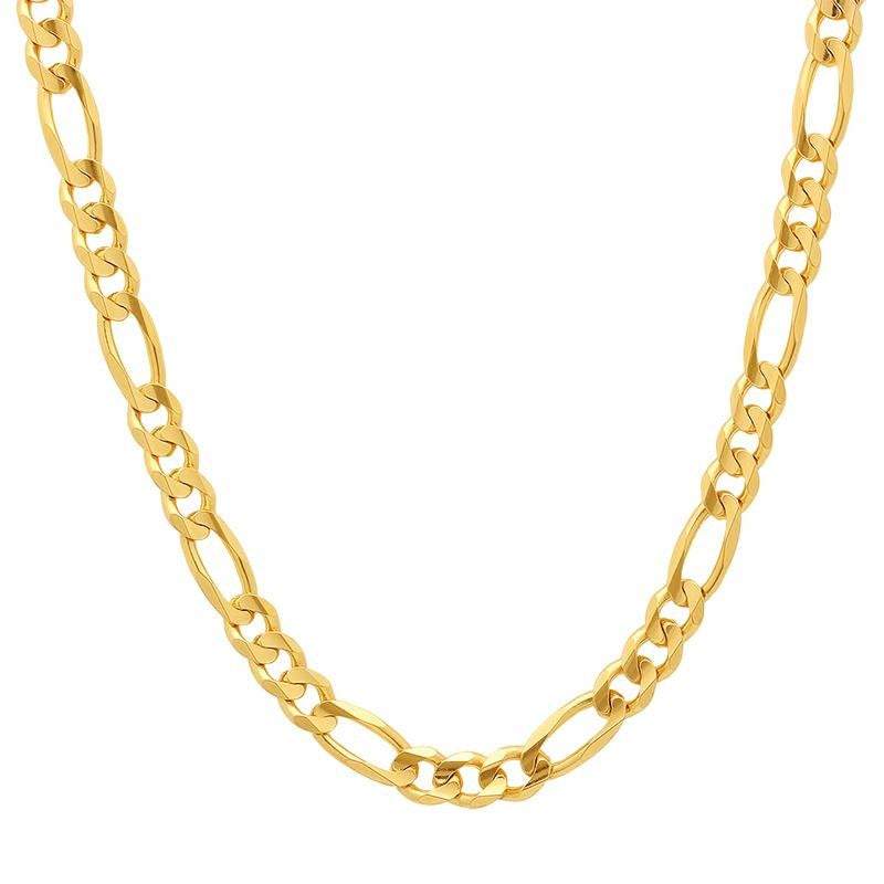 Figaro Chain Link Choker Necklace, 18K Gold Necklace, Figaro Chain Necklace, Choker Necklace, Thick Chain 18K Gold Layered, Chain Necklace LATUKI
