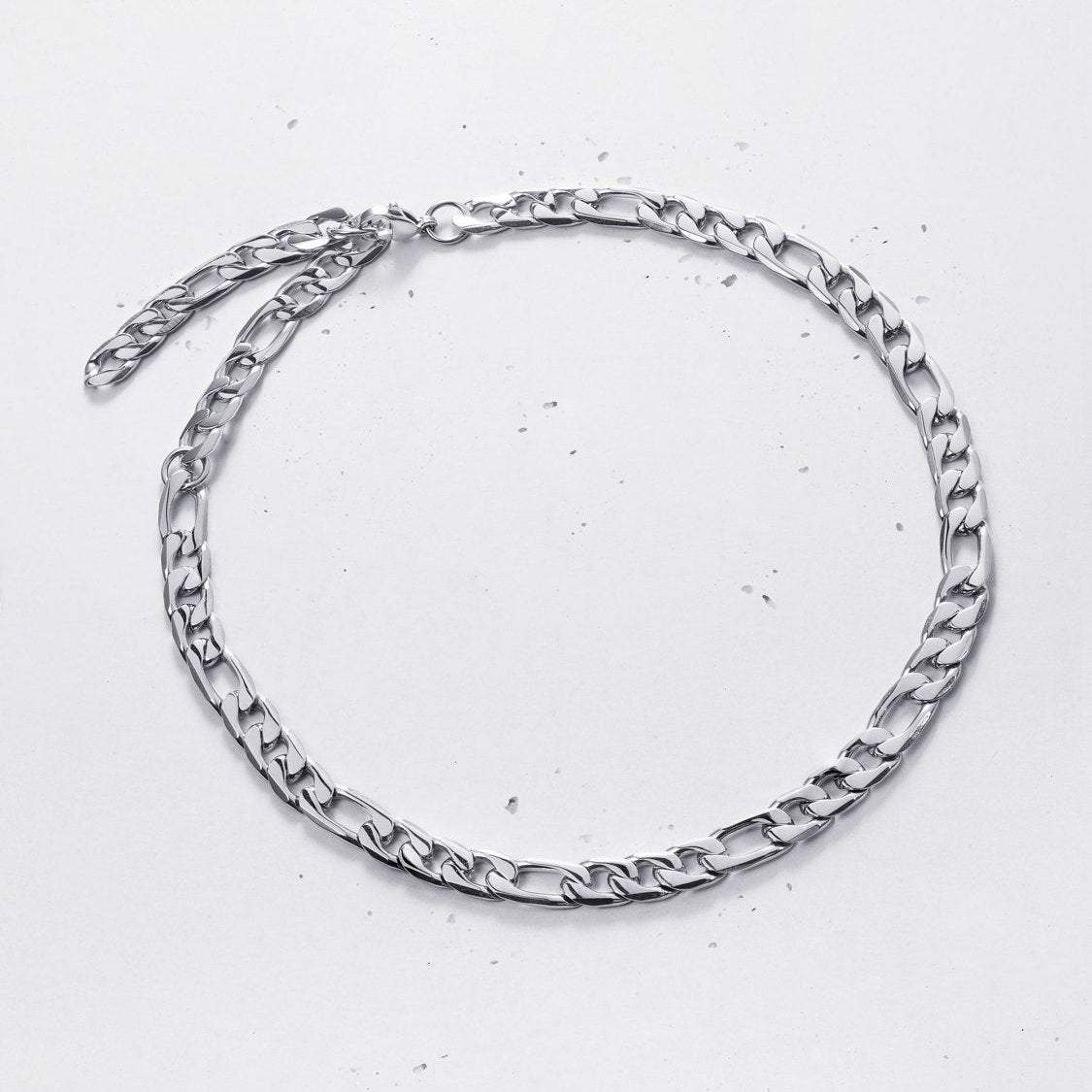 Figaro Chain Link Choker Necklace, 18K Gold Necklace, Figaro Chain Necklace, Choker Necklace, Thick Chain 18K Gold Layered, Chain Necklace LATUKI