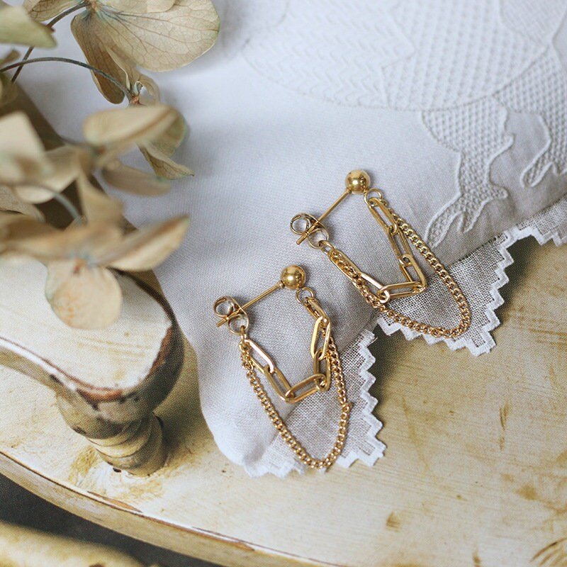 Gail Gold Chain Threader Earrings LATUKI