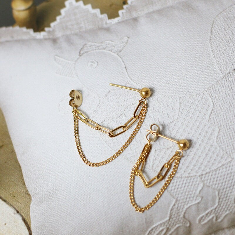 Gail Gold Chain Threader Earrings LATUKI