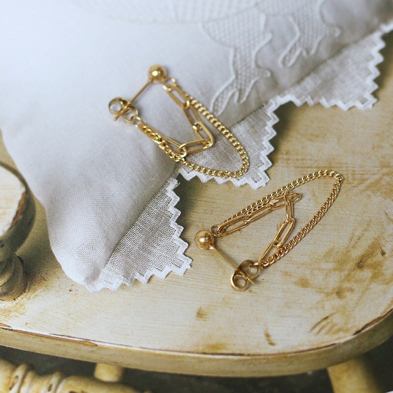 Gail Gold Chain Threader Earrings LATUKI