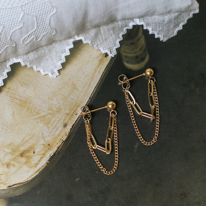 Gail Gold Chain Threader Earrings LATUKI
