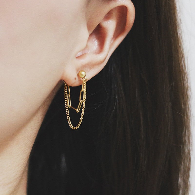 Gail Gold Chain Threader Earrings LATUKI