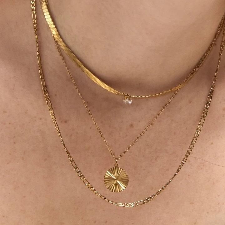 Gold Coin Charm Necklace, 18K Gold Filled Pendant Necklace, Gold Chain Necklace, Shining Sun Necklace, Coin Medallion Necklace, Gift For Her LATUKI