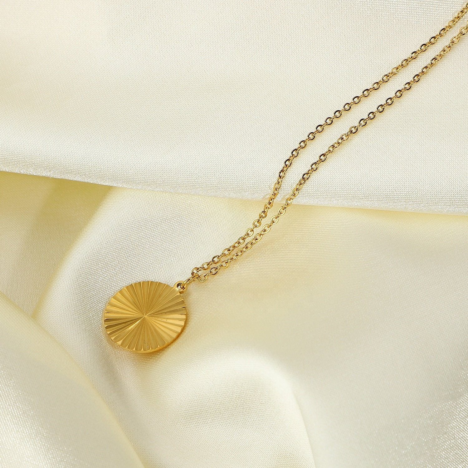 Gold Coin Charm Necklace, 18K Gold Filled Pendant Necklace, Gold Chain Necklace, Shining Sun Necklace, Coin Medallion Necklace, Gift For Her LATUKI