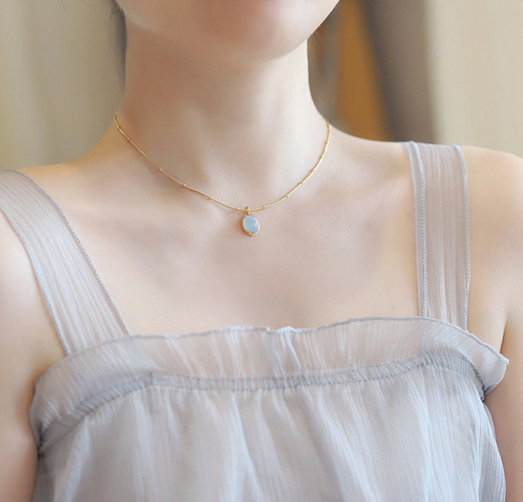 Hadley Genuine Aquamarine Pendant Necklace LATUKI