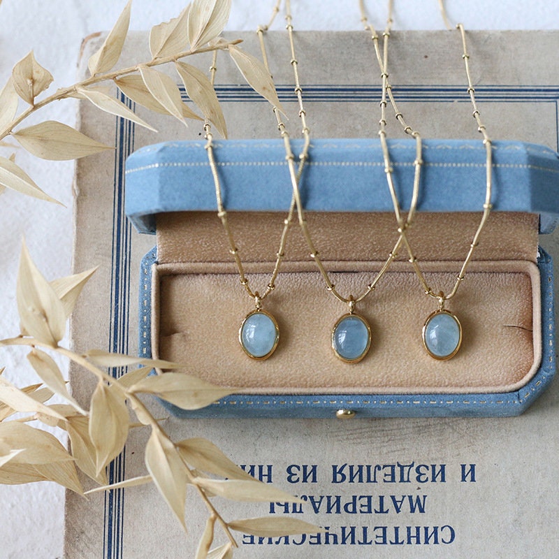 Hadley Genuine Aquamarine Pendant Necklace LATUKI