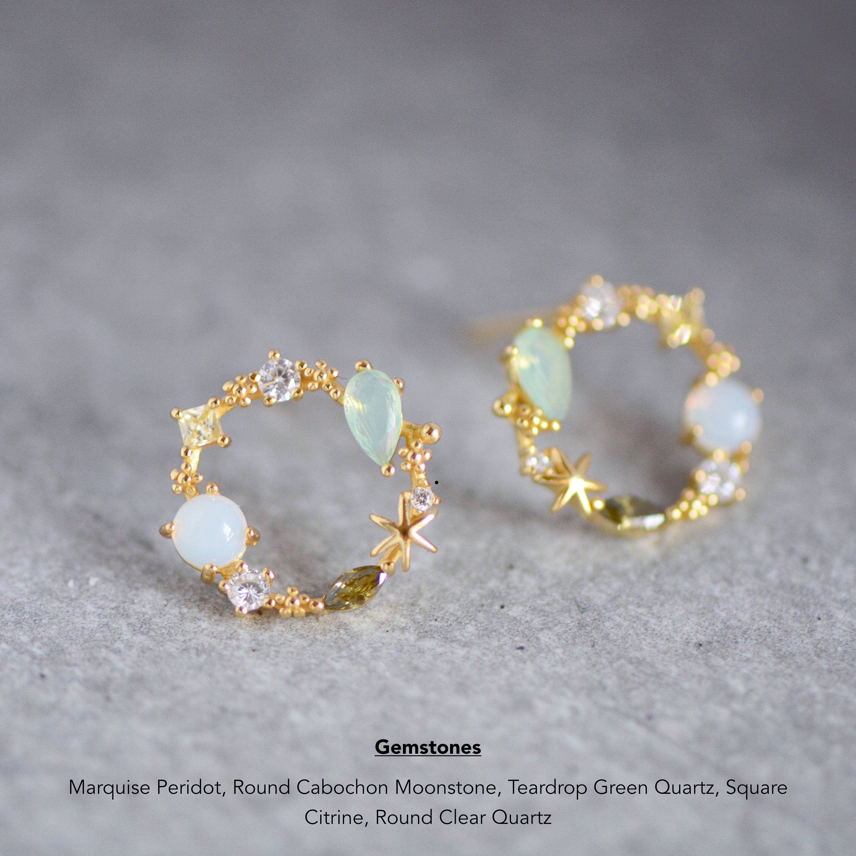Kai Dainty Circular Gemstones Stud Earrings