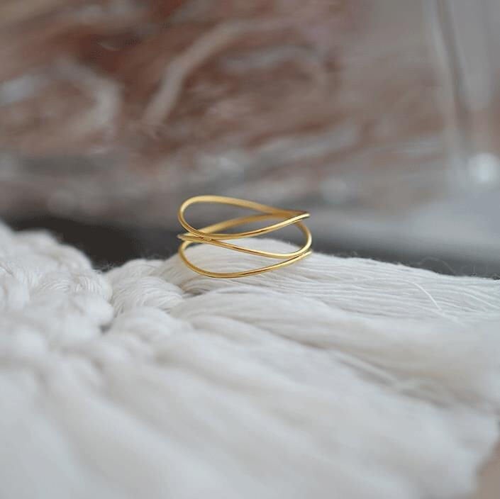 18K GOLD FILLED Wrap Ring, Gold Stacking Rings, Dainty Ring, Rose Gold Ring, Stacking Ring, Wire Ring, Thin Ring, WATERPROOF/Sweatproof