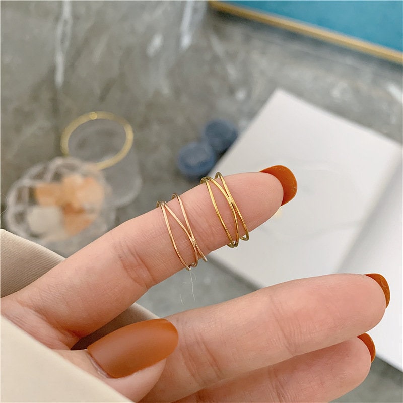 18K GOLD FILLED Wrap Ring, Gold Stacking Rings, Dainty Ring, Rose Gold Ring, Stacking Ring, Wire Ring, Thin Ring, WATERPROOF/Sweatproof