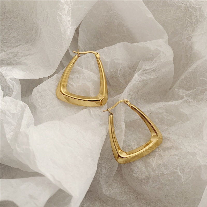 Chunky Gold Hoop Earrings, 18k Gold Filled, Hypoallergenic 18k Gold Simple Minimalistic Hoops, Nickle Free Titanium, Gift For Her