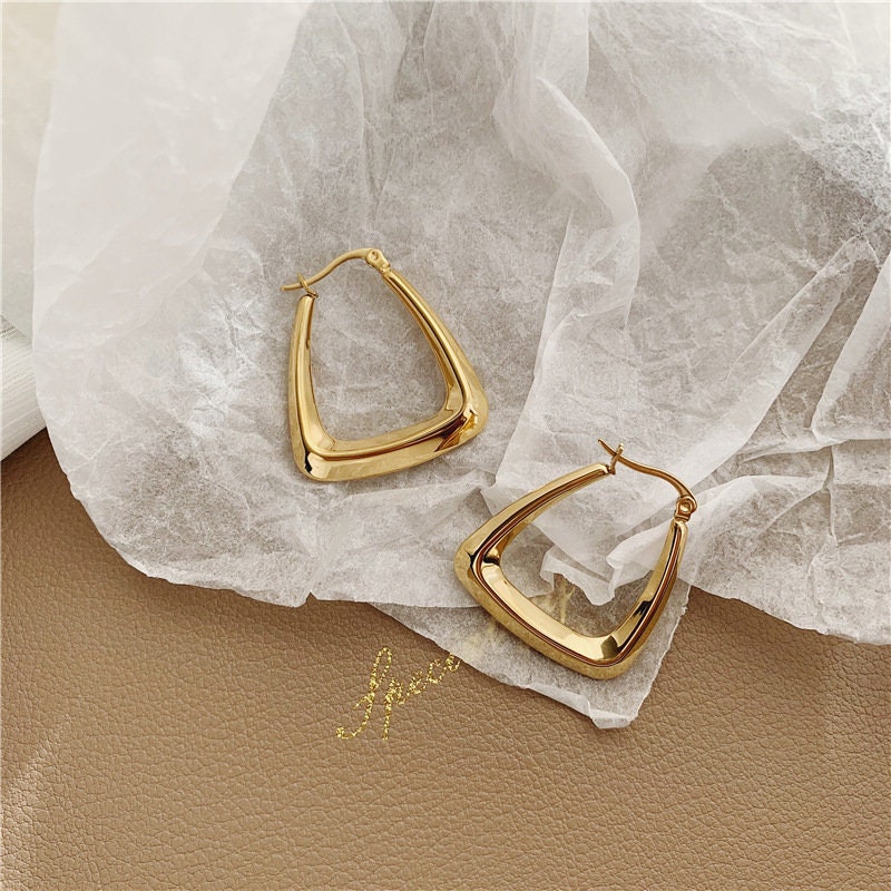 Chunky Gold Hoop Earrings, 18k Gold Filled, Hypoallergenic 18k Gold Simple Minimalistic Hoops, Nickle Free Titanium, Gift For Her