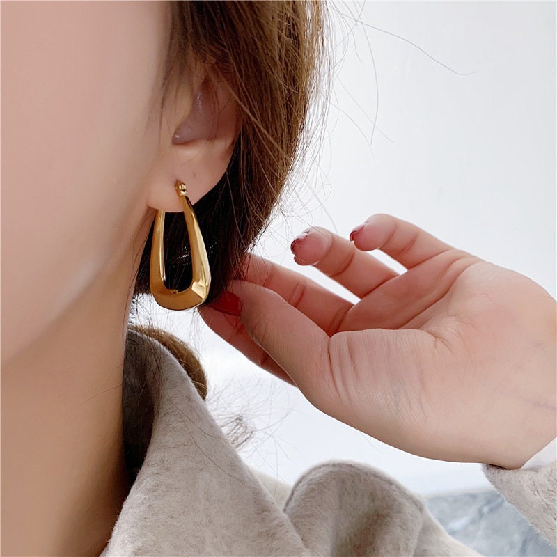 Chunky Gold Hoop Earrings, 18k Gold Filled, Hypoallergenic 18k Gold Simple Minimalistic Hoops, Nickle Free Titanium, Gift For Her