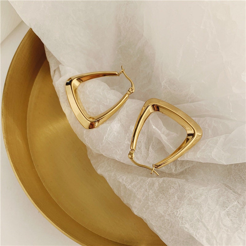 Chunky Gold Hoop Earrings, 18k Gold Filled, Hypoallergenic 18k Gold Simple Minimalistic Hoops, Nickle Free Titanium, Gift For Her
