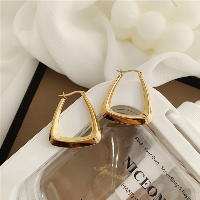 Chunky Gold Hoop Earrings, 18k Gold Filled, Hypoallergenic 18k Gold Simple Minimalistic Hoops, Nickle Free Titanium, Gift For Her