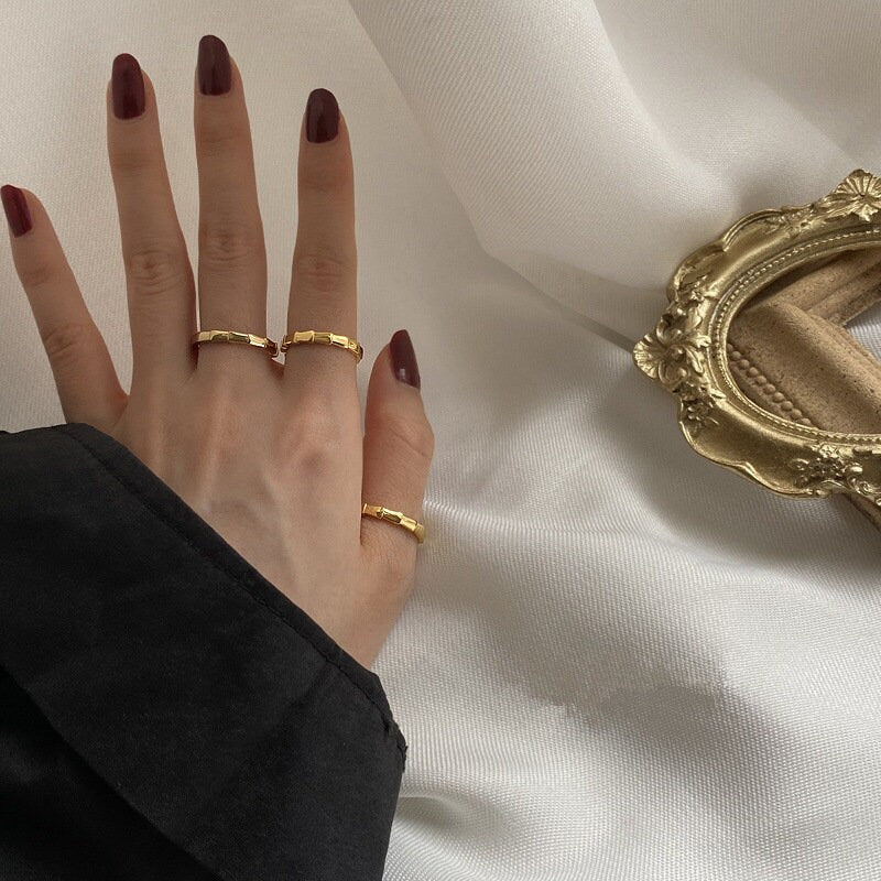 GOLD FILLED Band Ring, Gold Stacking Rings, Dainty Ring, Gold Band, Stacking Ring, Textured Ring, Handmade Jewelry Ring, WATERPROOF