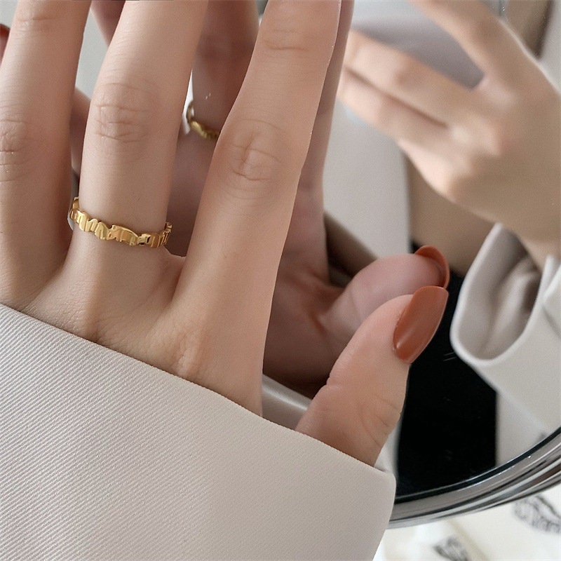 18K GOLD FILLED Texture Ring, Gold Stacking Rings, Dainty Ring, Gold Band, Stacking Ring, Textured Ring, Handmade Jewelry Ring, WATERPROOF