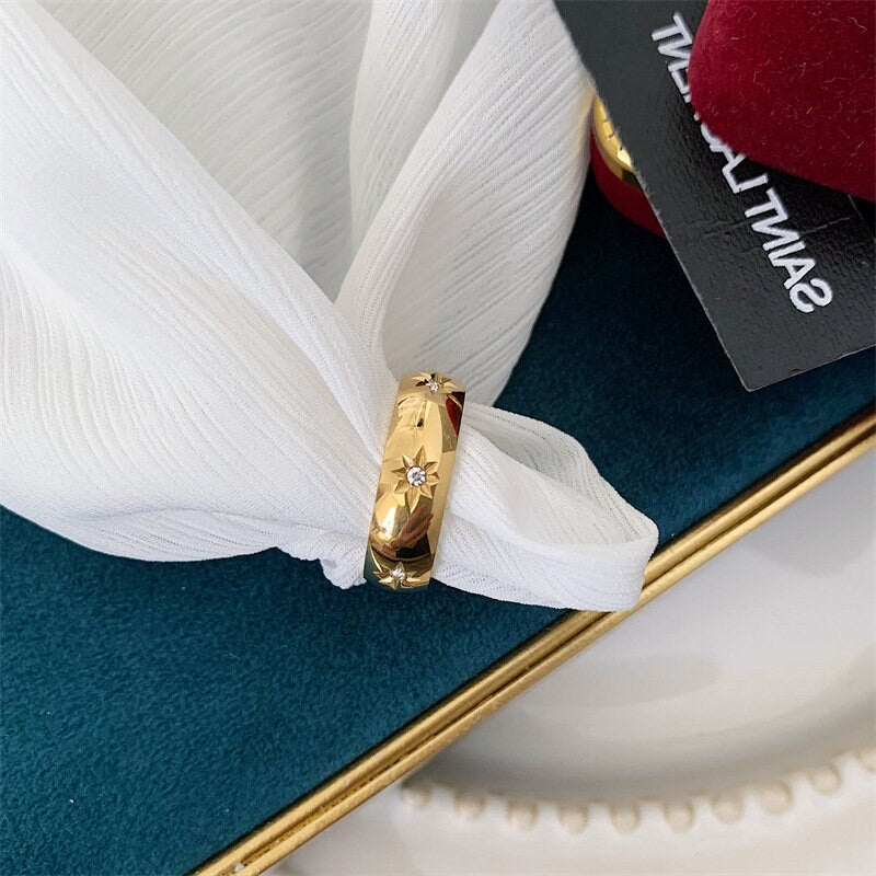 18K GOLD FILLED Cz Band Ring, Gold Stacking Ring, Thick Ring, Simple Gold Ring, Stacking Ring, Gold Plated Ring, Statement Ring, WATERPROOF