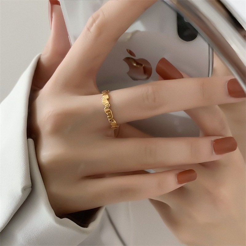 18K GOLD FILLED Texture Ring, Gold Stacking Rings, Dainty Ring, Gold Band, Stacking Ring, Textured Ring, Handmade Jewelry Ring, WATERPROOF