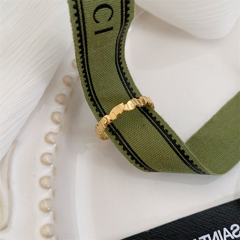 18K GOLD FILLED Texture Ring, Gold Stacking Rings, Dainty Ring, Gold Band, Stacking Ring, Textured Ring, Handmade Jewelry Ring, WATERPROOF