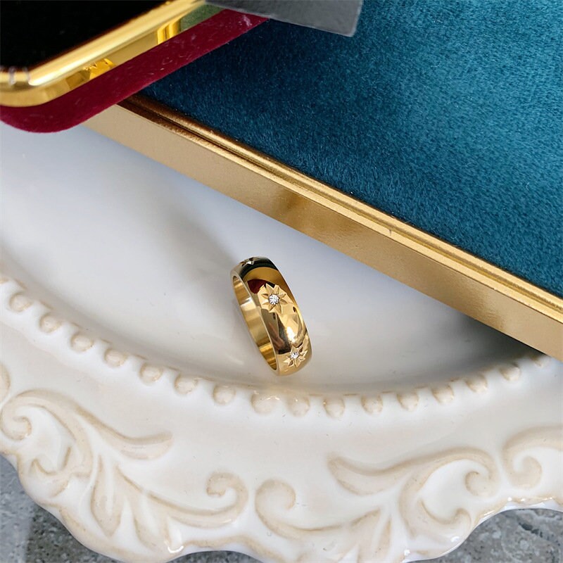 18K GOLD FILLED Cz Band Ring, Gold Stacking Ring, Thick Ring, Simple Gold Ring, Stacking Ring, Gold Plated Ring, Statement Ring, WATERPROOF