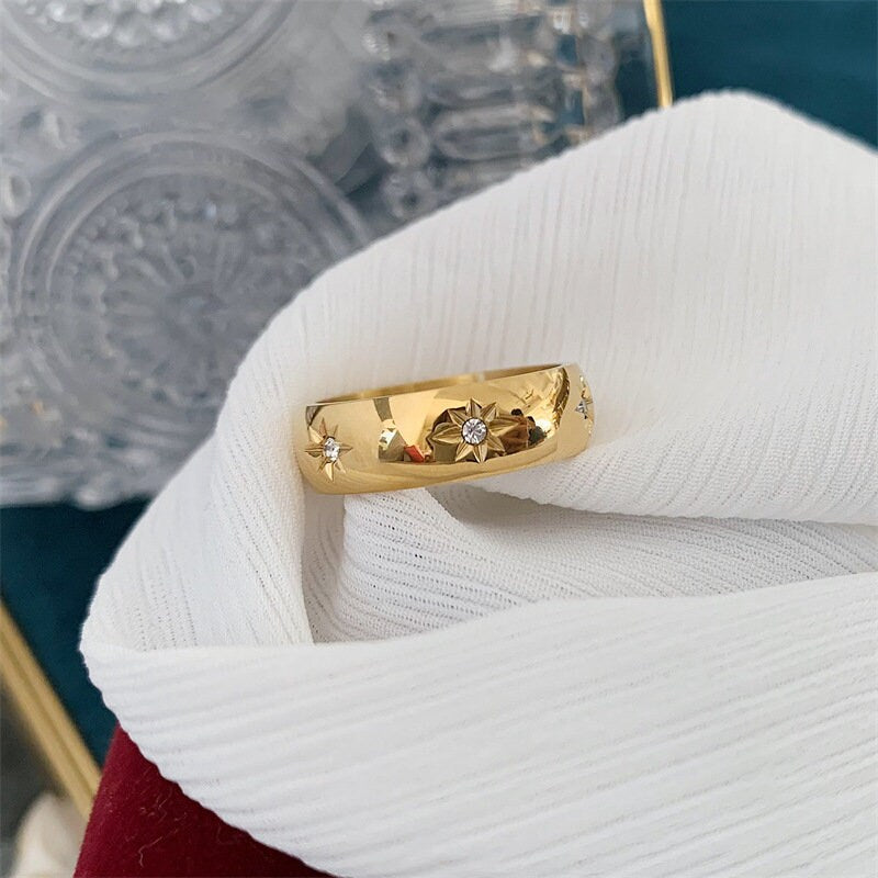 18K GOLD FILLED Cz Band Ring, Gold Stacking Ring, Thick Ring, Simple Gold Ring, Stacking Ring, Gold Plated Ring, Statement Ring, WATERPROOF