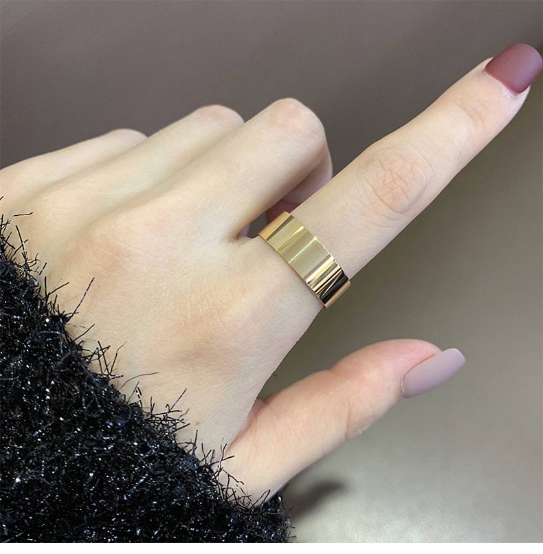 GOLD FILLED Thick Band Ring • Cigar Band Minimalist Ring • Statement Ring • Thick Ring • Stacking Ring • Gold Band Ring • Jewelry Gift Idea