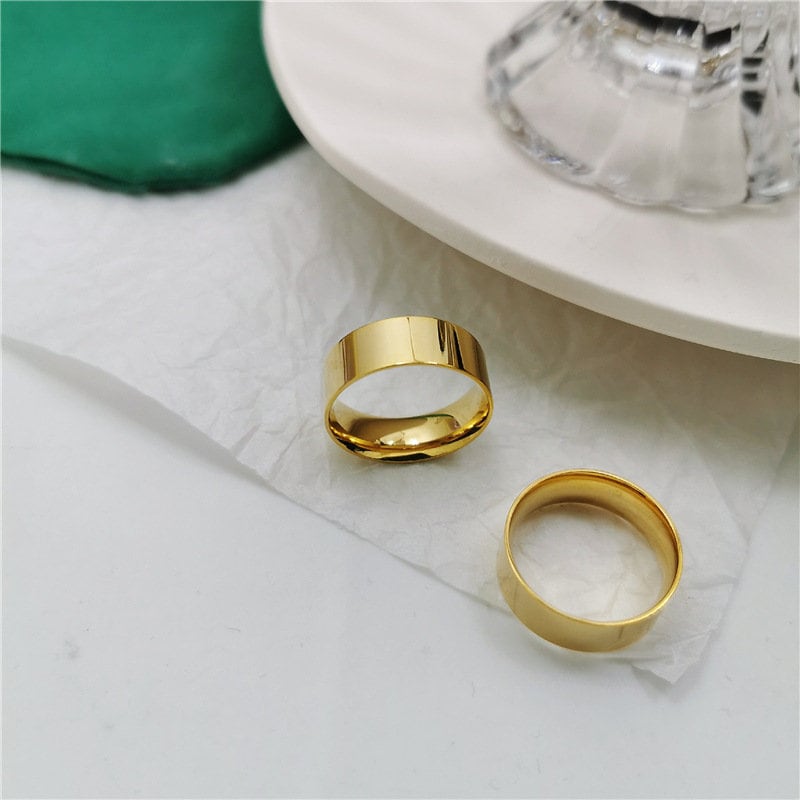 GOLD FILLED Thick Band Ring • Cigar Band Minimalist Ring • Statement Ring • Thick Ring • Stacking Ring • Gold Band Ring • Jewelry Gift Idea